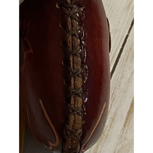 Hand Made Embossed Leather Brown Dog Coin Purse Bull Dog Lover Bone Wristlet - Picture 9 of 16